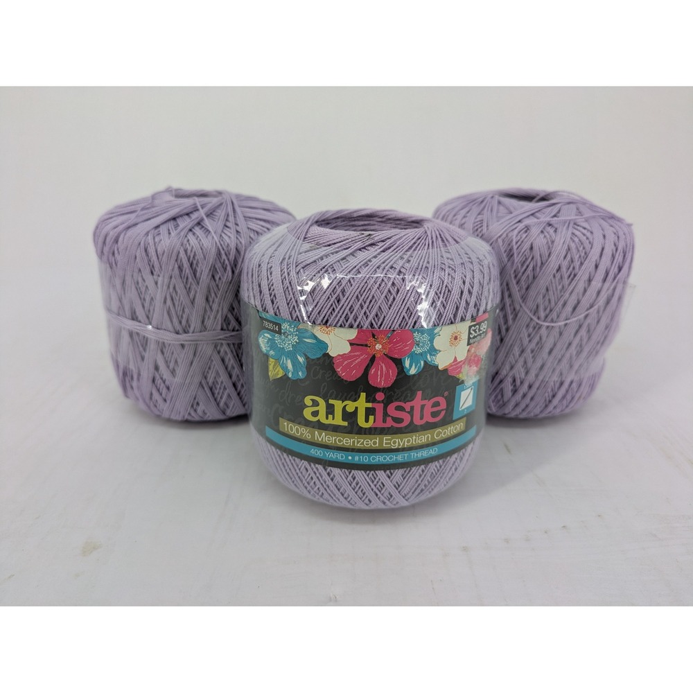 Artiste Crochet Thread #10 Orchid 112 Mercerized Egyptian Cotton 400 Yd Lot of 3